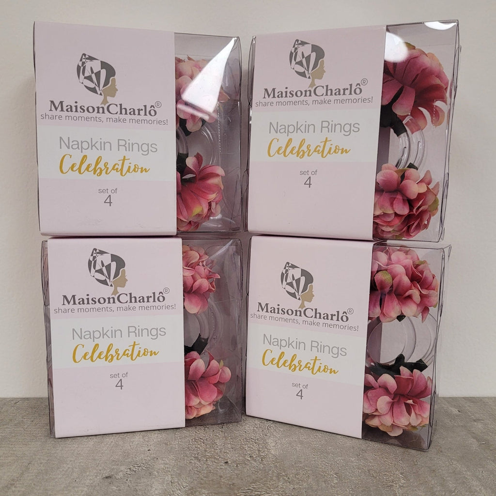 Charlo's Set of 4 Pastel Yellow Flower Chrysanthemum Charm Napkin Rings for dining table decor-4