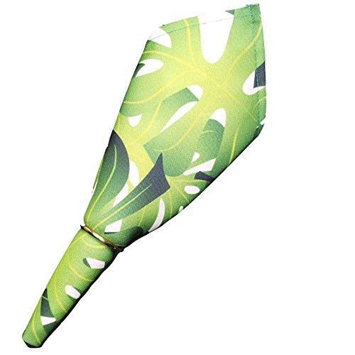 Charlo's Cloth Napkins Set of 4 Green Palm Leaf Monstera Tropical 16" by 16" - Green-2