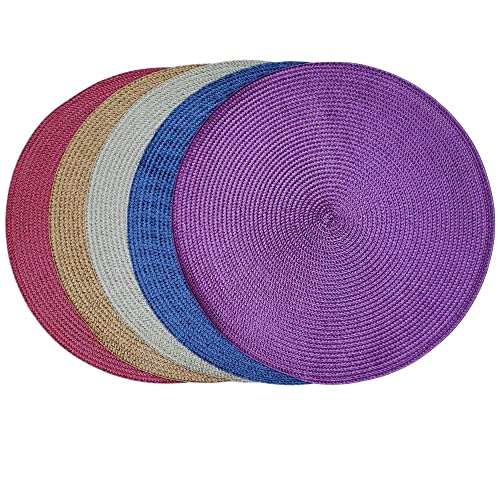 Set of 4 Tabletop Collection Indoor/Outdoor Purple Round Placemat 15" Dia-4