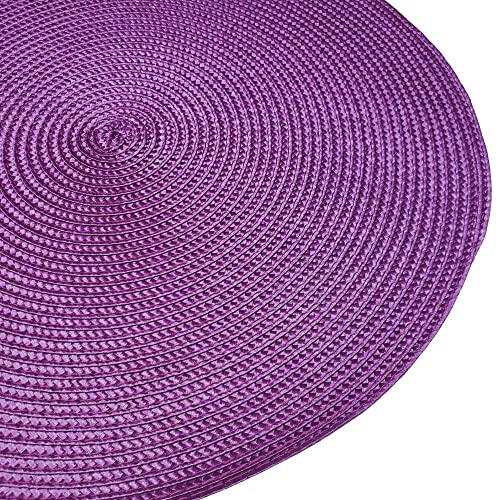 Set of 4 Tabletop Collection Indoor/Outdoor Purple Round Placemat 15" Dia-3