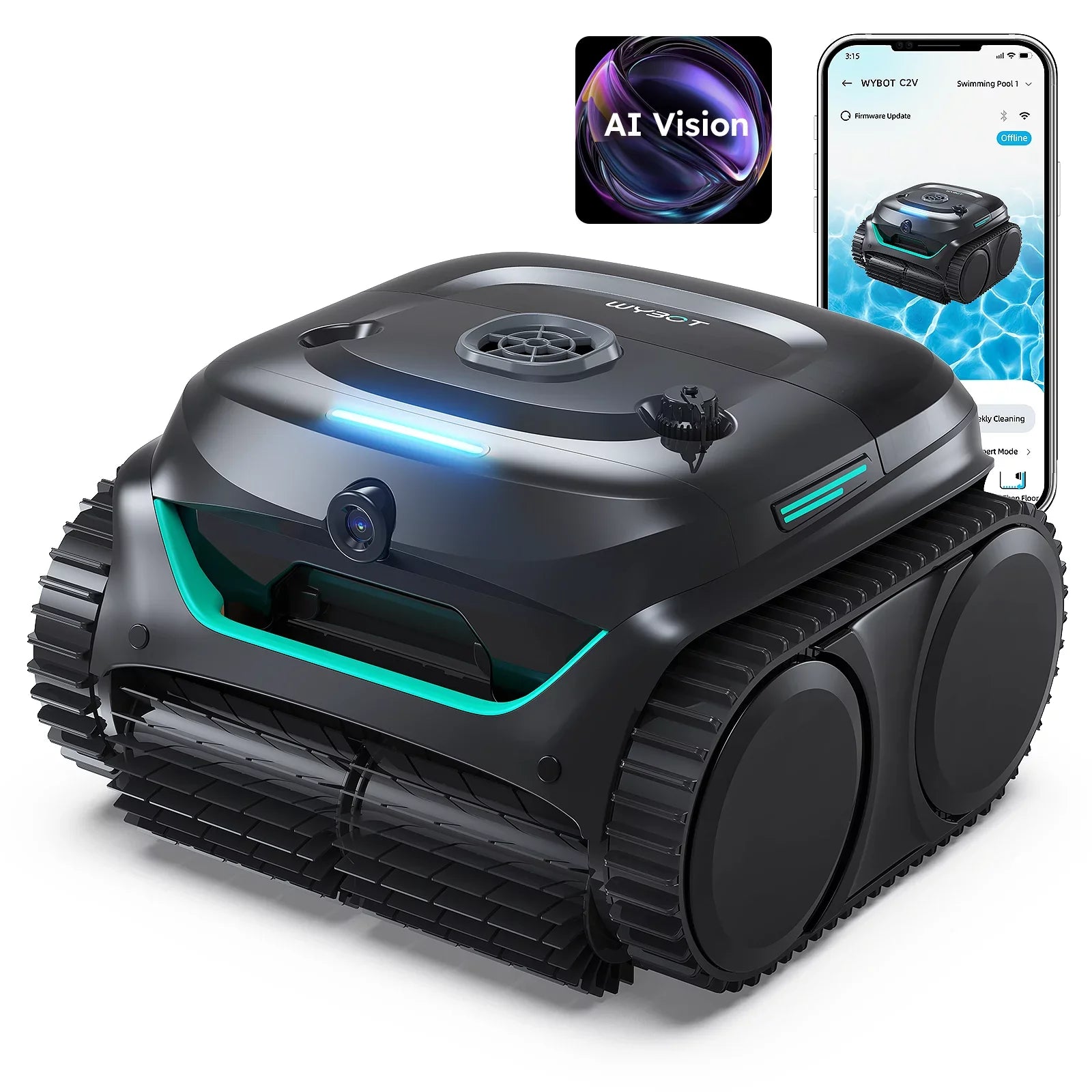 WYBOT C2 Vision Robotic Pool Cleaner Vacuum with AI Vision & Smart APP Control