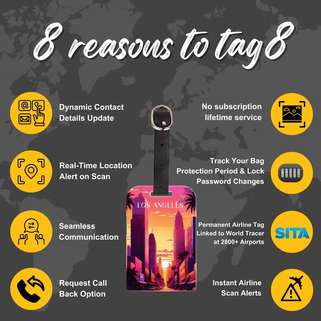 Smart Bag Security Tag - Los Angeles [Pack 2]