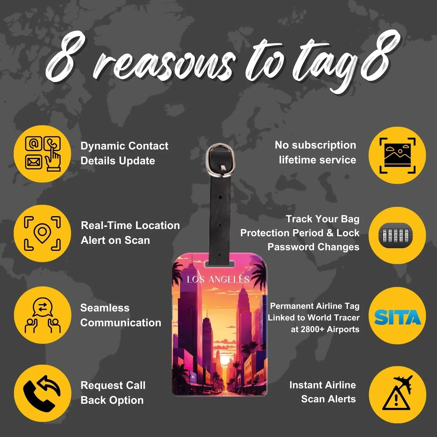 Smart Bag Security Tag - Los Angeles [Pack 2]